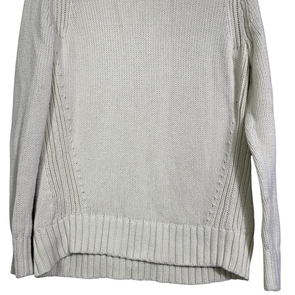 J.Crew Women's 1988 Rollneck Cotton Sweater Size S Cream Fisherman Quiet Luxury